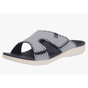 Spenco Nautical Navy Slide Sandal Womens 9 D Arch Support Orthotic New‎
